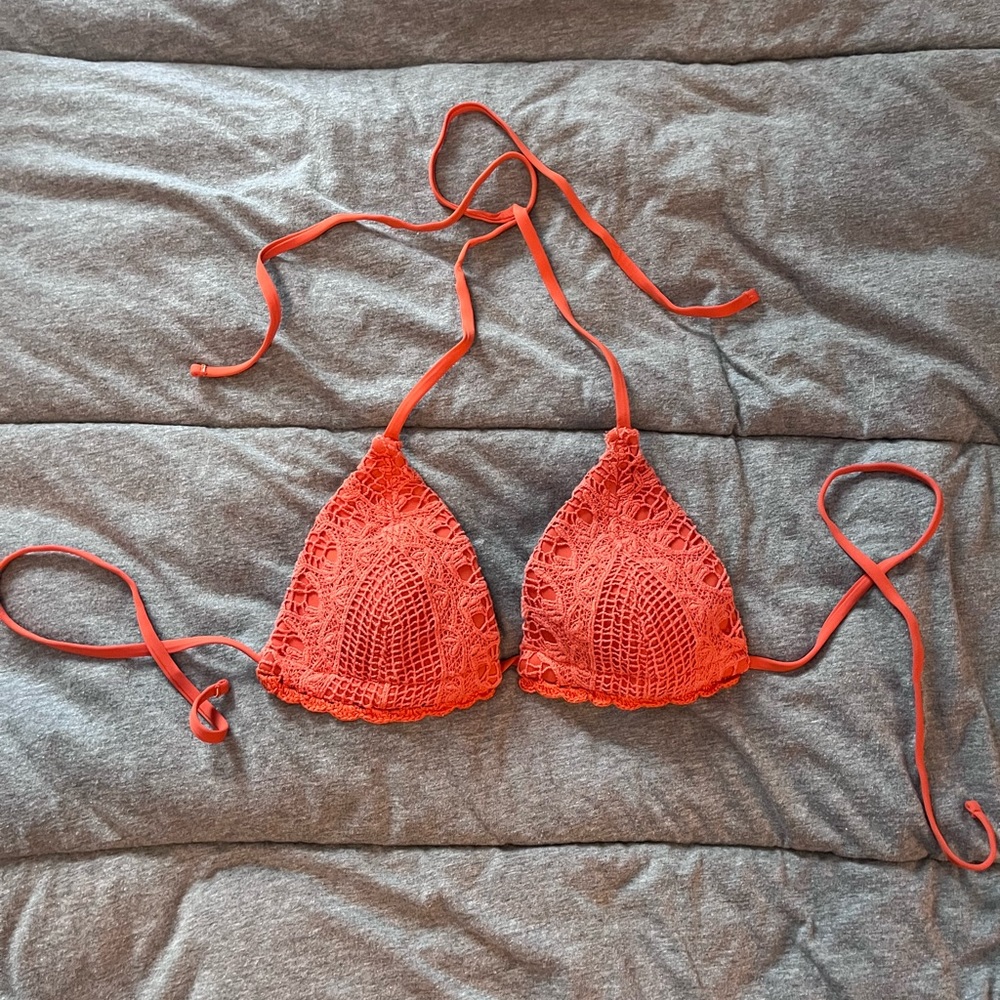 Garage Orange Crochet Bikini Top